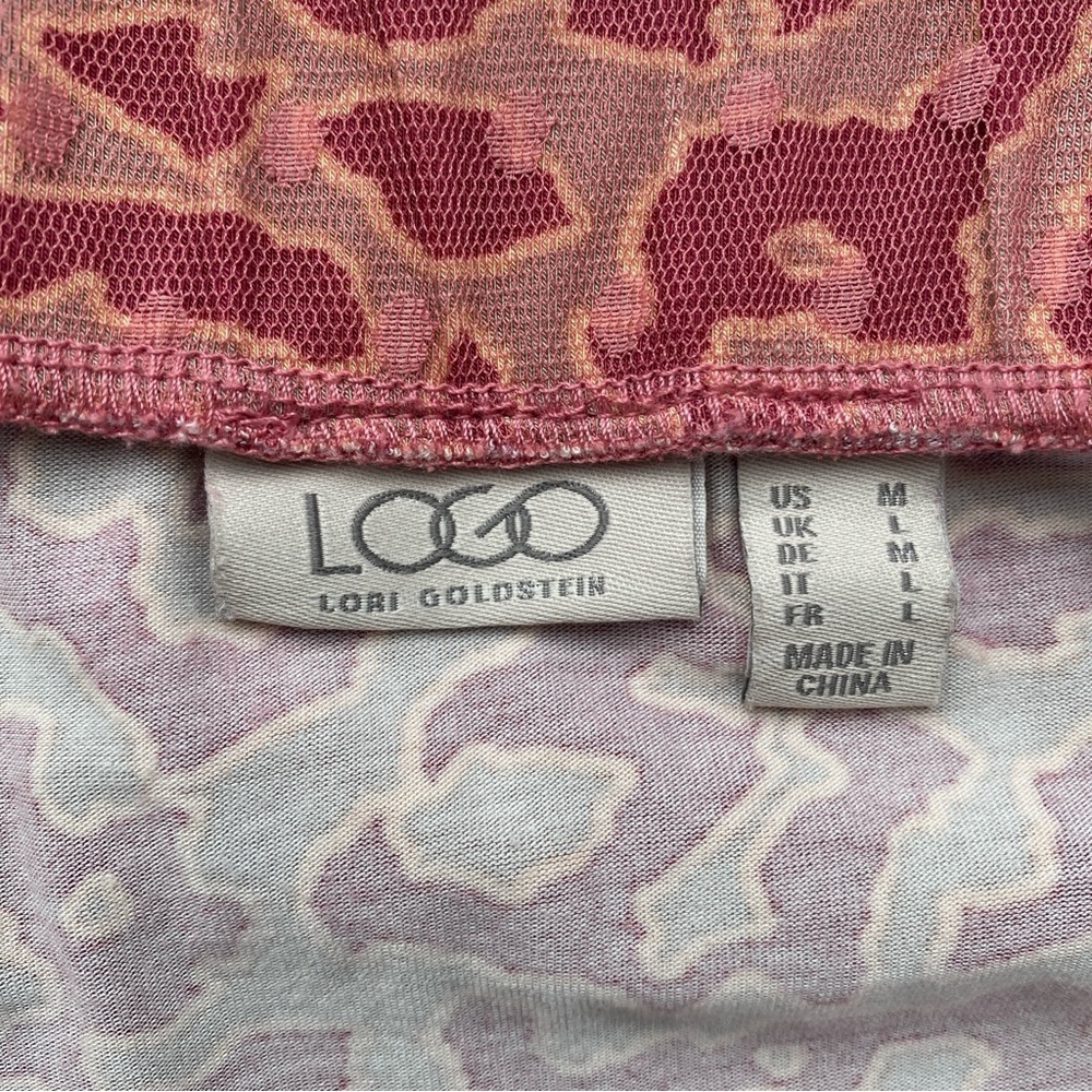 Lori Goldstein LOGO Mesh Skirt With Knit Underlay Coral Rose Size M - Picture 4 of 8